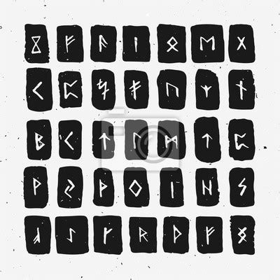 Ensemble De Runes Scandinaves Vieux Norrois Alphabet Runique