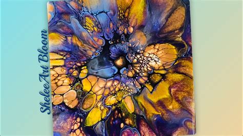 Gorgeous Bloom Technique Blown And Spun Acrylic Paint Pouring