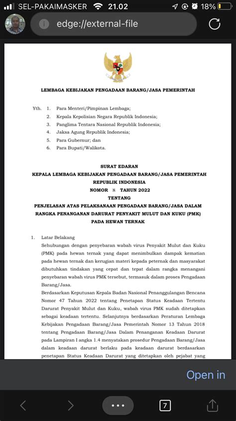 Surat Edaran Kepala Lembaga Kebijakan Pengadaan Barangjasa Pemerintah Republik Indonesia Nomor