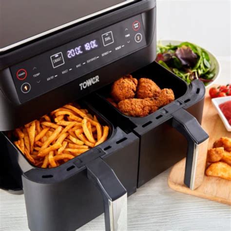 Tower T17097 8L Vortex Dual Basket Air Fryer Kettle And Toaster Man