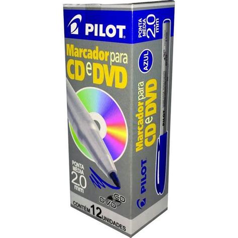 Marcador Permanente Azul Mm Para Cd Pl Stico Metal Vidro Caixa