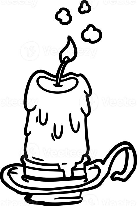 Line Drawing Of A Old Spooky Candle In Candleholder Icon 40881949 Png