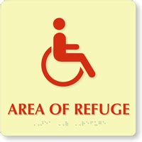 Glow In The Dark Area Of Refuge Handicap Braille Sign Sku Sb G