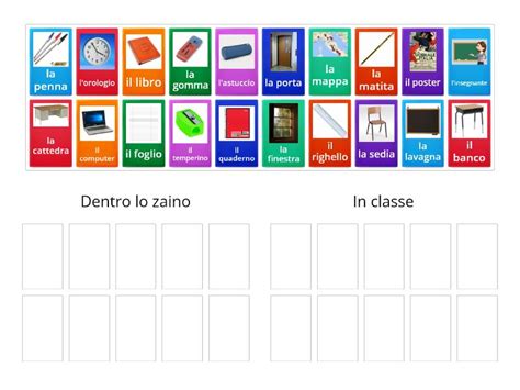 Ital Gli Oggetti Scolastici E La Classe Group Sort