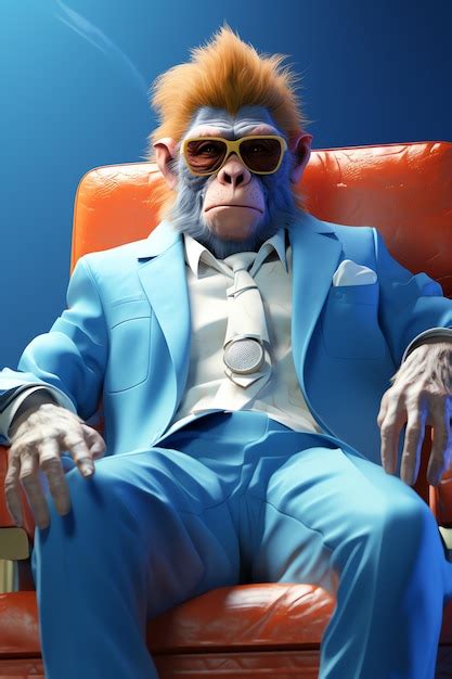 Premium AI Image | a monkey in a suit sitting in a chair