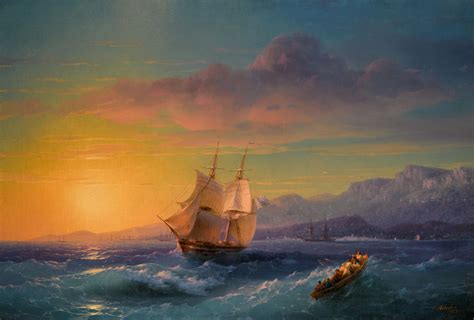 Ivan Konstantinovich Aivazovsky Ship At Sunset Off Cap Martin Estimate