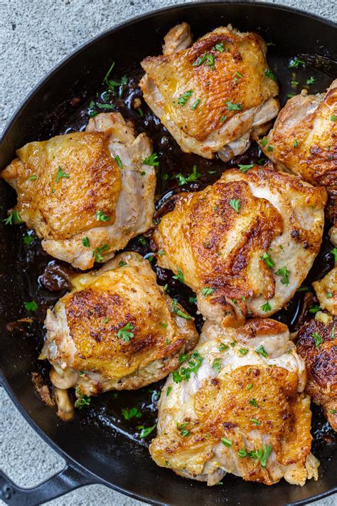 Pan Fried Chicken Thighs In Mushroom Sauce Off