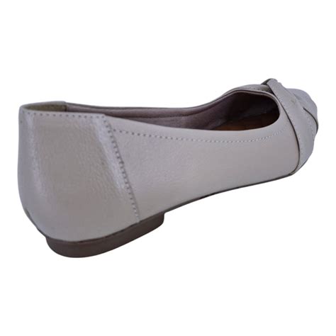 Sapatilha Feminina Bico Fino Em Couro Casual Scarpetti Nude Nude