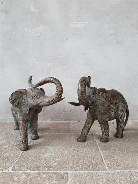 Pair Of Vintage Brass Elephants Piet Jonker