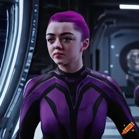 Selfie Of Maisie Williams As Purple Haired Sci Fi Girl