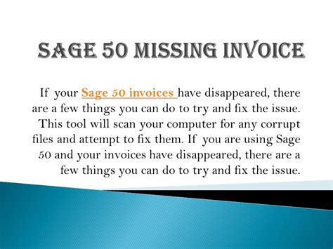 Ppt Sage Missing Invoice Causes Powerpoint Presentation Free To