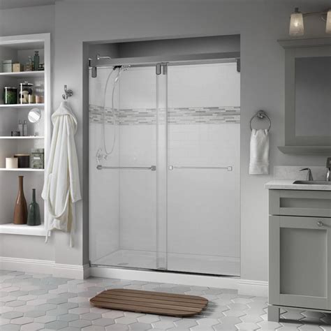 Delta Everly 60 In X 71 1 2 In Semi Frameless Mod Sliding Shower Door