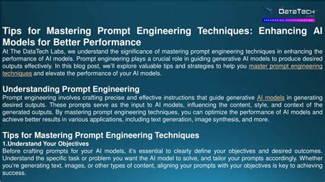 Ppt Tips For Mastering Prompt Engineering Techniques Enhancing Ai Models For Better