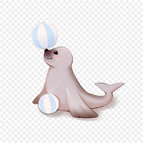 Cute Hand Drawn Brown Seal Playing With Seal Baby Illustration