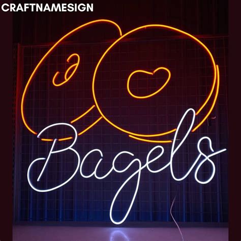 Bagels Neon Sign Grand Opening Bagel Shop Led Sign Custom Neon Sign