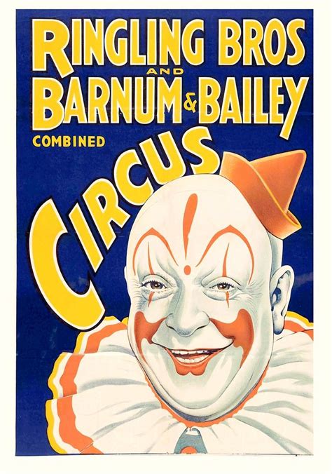 Ringling Brothers And Barnum Bailey Circus 🎪 Clown 🎈 🤡 Circus Poster