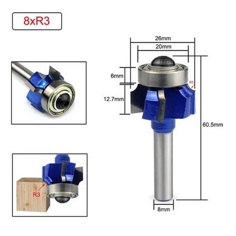 Lavie 1pc 8mm Shank Z4 Corner Round Router Bit R1 R2 R3 Trim Edging