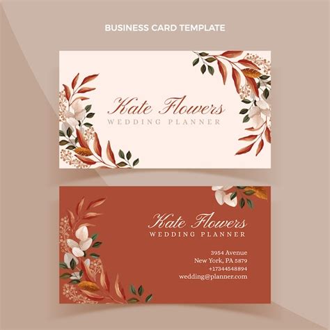 Premium Vector Watercolor Wedding Planner Business Card Vertical