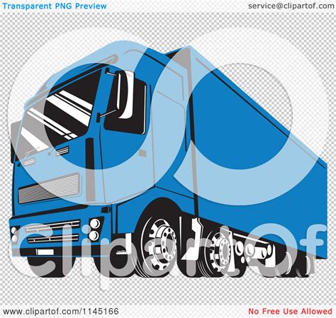 Clipart of a Retro Blue Big Rig Truck 2 - Royalty Free Vector ...