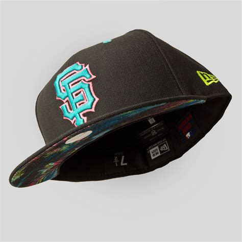 Authentic New Era 59fifty Fitted Ball Cap In Black With Neon Tropical