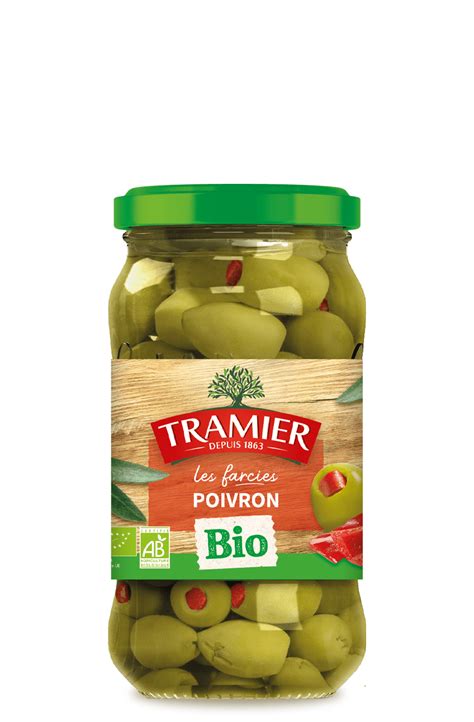 Olives Vertes Bio Farcies Poivron 150g Tramier