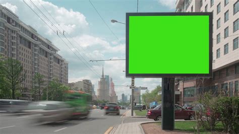 A Billboard With Green Screen On Busy Stock Footage Sbv 315845014