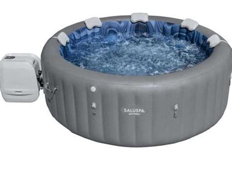 Bestway Saluspa Santorini Hydrojet Pro Person Portable Inflatable Hot Tub Spa W Led Lights