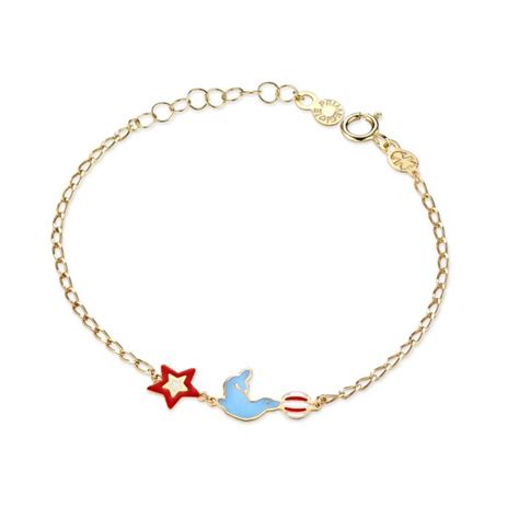 LeBebé Bracciale Oro Giallo Foca e Stellina Smaltati PMG165