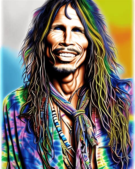 Steven Tyler Hippie Tie Dye Canvas Airbrush Digital Art Creative Fabrica