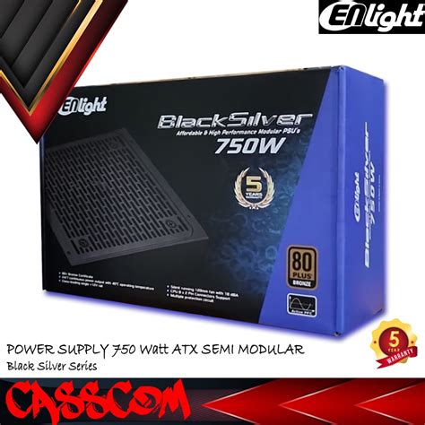 Jual Power Supply Enlight 750Watt Black Silver 80 PSU Bronze Semi