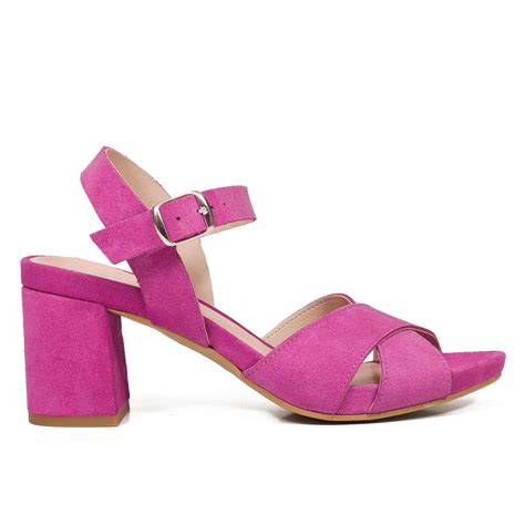 Casual Sandalias Tac N Ancho Medio Fucsia Sandalias Tacon Ancho