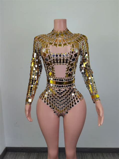 Sparkle Gold Sequins Crystals Diamond Jumpsuits Women One Piece Long