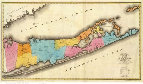 Long Island Suffolk County Map New York Reprint Burr State Atlas