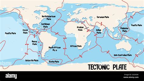 World Map Showing Tectonic Plates Boundaries illustration Stock Vector ...