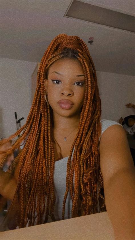 Ginger Knotless Braids Ginger Hair Color Braids For Black Hair Braids With Curls