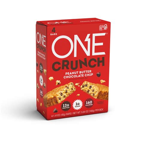 One Crunch Protein Bar Peanut Butter Chocolate Chip 12g Protein 4 Ct