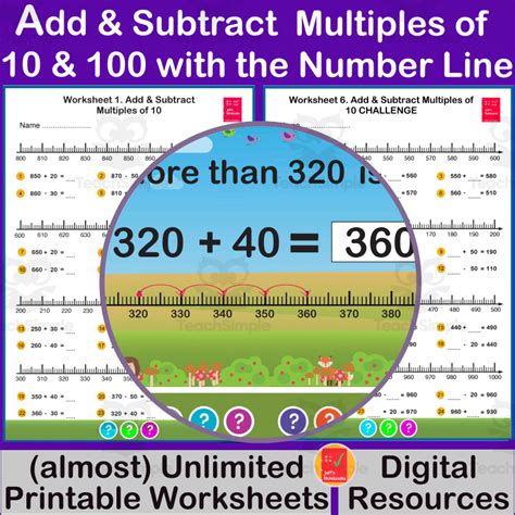 Add Subtract Multiples Of 10 And 100 With The Number Line By Teach Simple