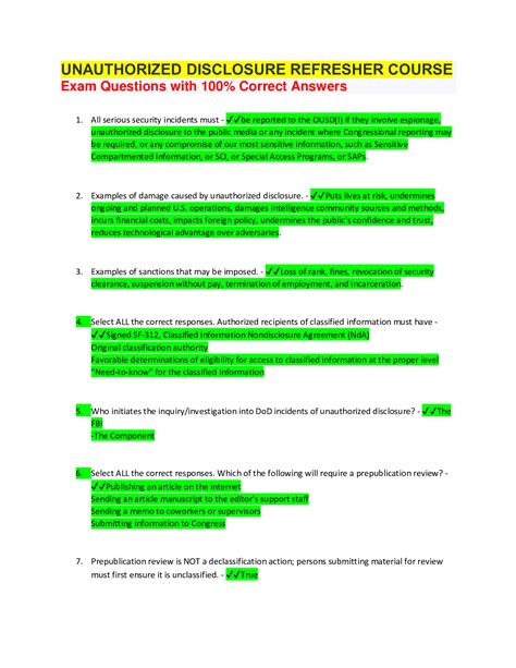 Opsec Annual Refresher Post Test Answers