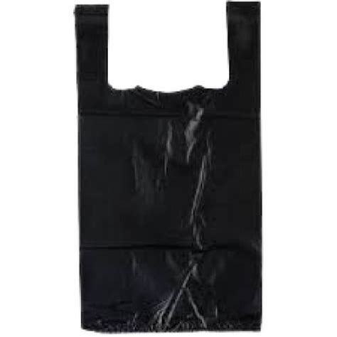 Embossing Kg Capacity Vest Handle Plain Black Polythene Bags At Best