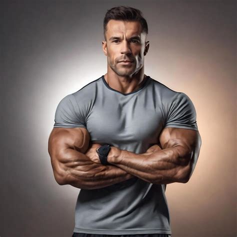 Premium Photo Portrait Of A Muscular Handsome Bodybuilder In