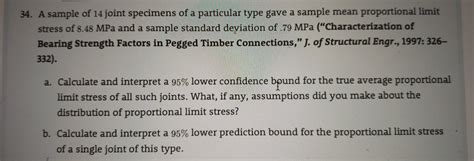 Solved A Sample Of Joint Specimens Of A Particular Chegg