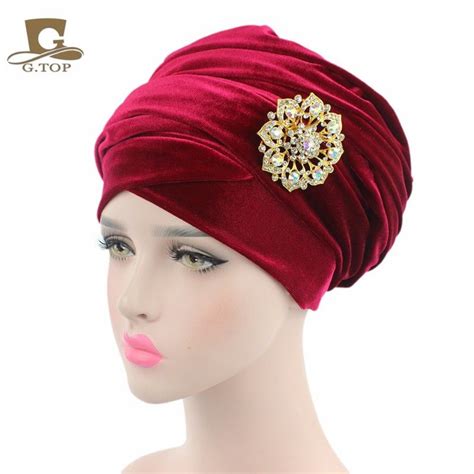 New Luxury Velvet Turban Hijab Head Wrap Extra Long Velour Tube Indian Headwrap Scarf Tie With