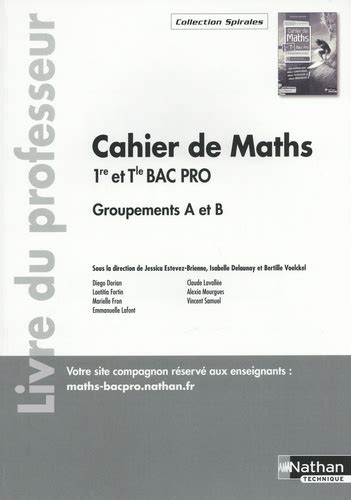 Cahier De Maths 1re Et Tle Bac Pro Groupements A De Jessica Estevez