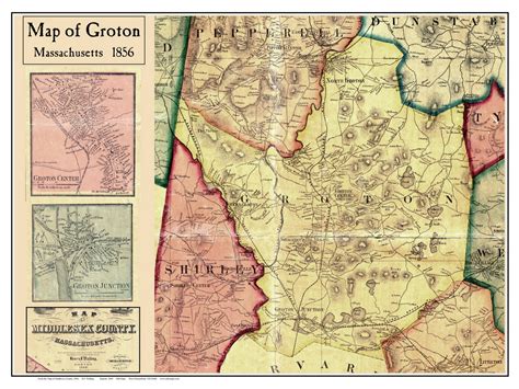 Groton Poster Map 1856 Middlesex Co Ma Old Maps