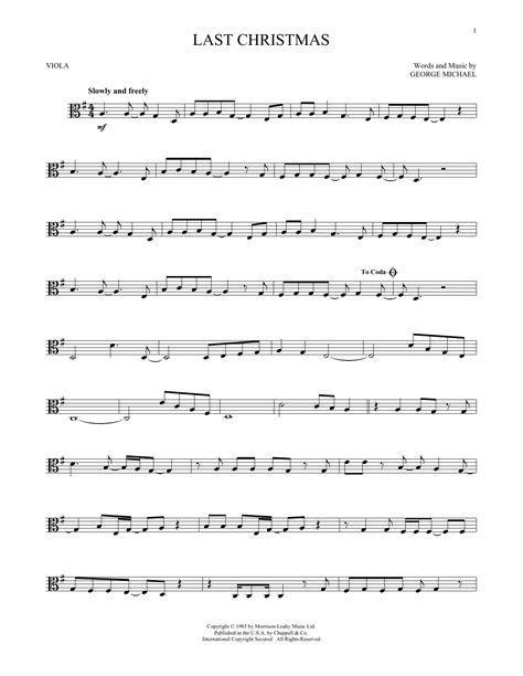 Last Christmas By Wham Sheet Music For Viola Solo At Sheet Music Direct