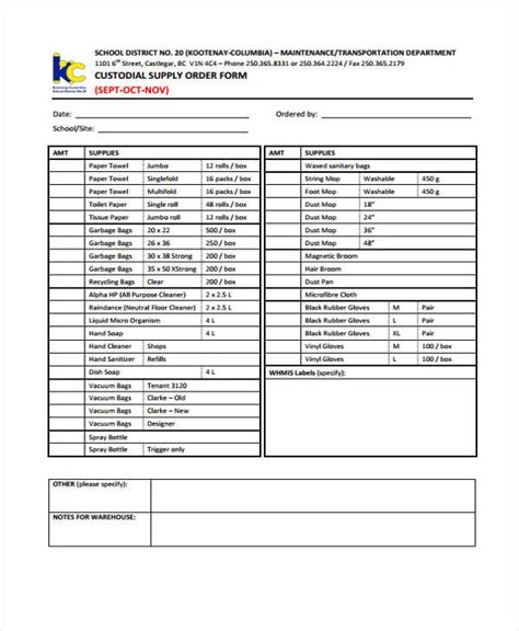 10 Supply Order Templates Free Sample Example Format Download