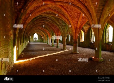 The Cloisters Of Fountains Abbey Stock Photo Alamy