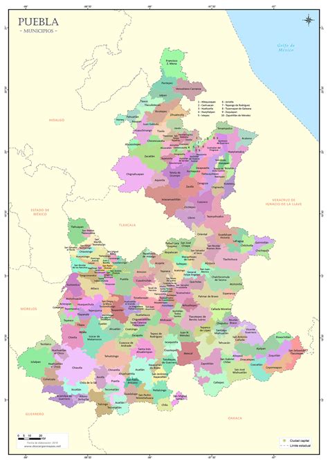 Mapa de municipios de Puebla | DESCARGAR MAPAS