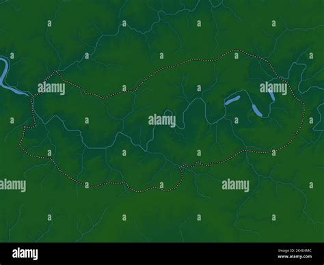 Upper River, division of Gambia. Colored elevation map with lakes and ...