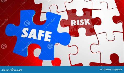 Risk Vs Safe Dangerous Security Puzzle Piece Stock Illustration